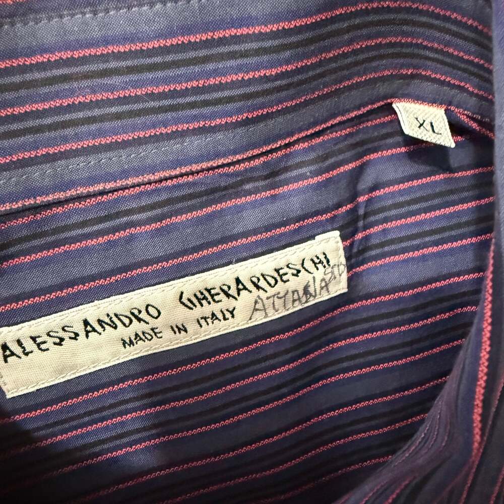 Alessandro Gherardeschi Made in Italy Men's Striped Cotton Button Up Shirt XL
